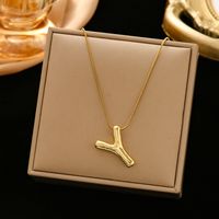 Classic Style Letter Titanium Steel Plating Pendant Necklace sku image 25