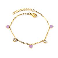 Simple Style Heart Shape Stainless Steel Plating Zircon Bracelets main image 6