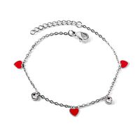 Simple Style Heart Shape Stainless Steel Plating Zircon Bracelets sku image 1