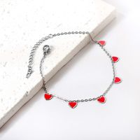 Simple Style Heart Shape Stainless Steel Enamel Valentine's Day Women's Anklet main image 7