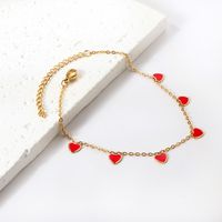 Simple Style Heart Shape Stainless Steel Enamel Valentine's Day Women's Anklet main image 6