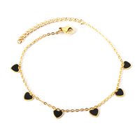 Simple Style Heart Shape Stainless Steel Enamel Valentine's Day Women's Anklet main image 5