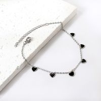 Simple Style Heart Shape Stainless Steel Enamel Valentine's Day Women's Anklet main image 4