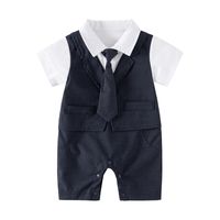 Preppy Style Solid Color Polyester Baby Rompers sku image 1