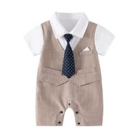 British Style Solid Color Polyester Baby Rompers main image 2
