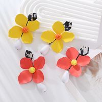 1 Pair Elegant Sweet Water Droplets Flower Stoving Varnish Inlay Alloy Artificial Pearls Shell Gold Plated Drop Earrings main image 4
