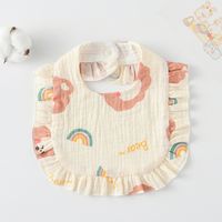 Cute Pastoral Letter Rainbow Fruit Cotton Burp Cloths Baby Accessories sku image 2