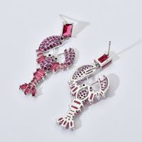 1 Pair Elegant Lobster Plating Inlay Copper Zircon White Gold Plated Drop Earrings main image 6