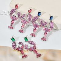 1 Pair Elegant Lobster Plating Inlay Copper Zircon White Gold Plated Drop Earrings main image 1