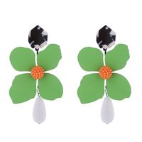 1 Pair Elegant Sweet Water Droplets Flower Stoving Varnish Inlay Alloy Artificial Pearls Shell Gold Plated Drop Earrings sku image 2
