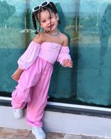 Casual Solid Color Polyester Girls Clothing Sets sku image 3