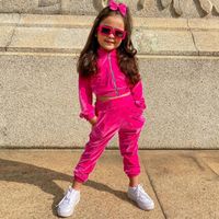 Simple Style Solid Color Velvet Girls Clothing Sets main image 4