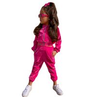 Simple Style Solid Color Velvet Girls Clothing Sets main image 2
