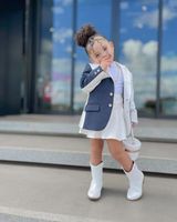 Classical Printing Solid Color Cotton Blend Polyester Girls Outerwear main image 2