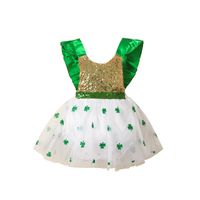 St. Patrick Princess Cute Shamrock Polyester Girls Dresses sku image 2