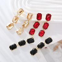 1 Pair Elegant Luxurious Square Plating Inlay Alloy Glass Gold Plated Drop Earrings main image 3