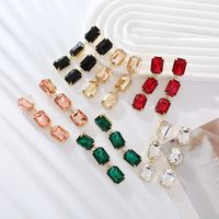 1 Pair Elegant Luxurious Square Plating Inlay Alloy Glass Gold Plated Drop Earrings main image 1