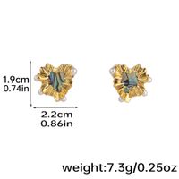 1 Pair Elegant Korean Style Heart Shape Inlay Shell Copper Shell 18k Gold Plated Ear Studs sku image 2