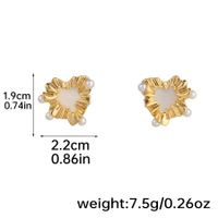 1 Pair Elegant Korean Style Heart Shape Inlay Shell Copper Shell 18k Gold Plated Ear Studs sku image 1