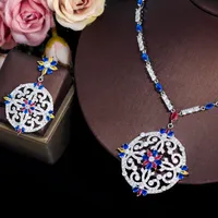 Copper Elegant Exaggerated Bridal Inlay Printing Artificial Gemstones Jewelry Set main image 7