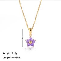 Simple Style Flower Stainless Steel Plating Inlay Zircon White Gold Plated Gold Plated Pendant Necklace sku image 5