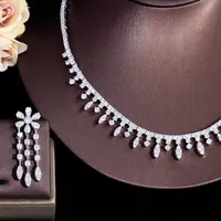 Copper White Gold Plated Elegant Bridal Sweet Chain Inlay Flower Artificial Gemstones Jewelry Set main image 5