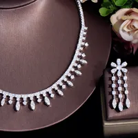 Copper White Gold Plated Elegant Bridal Sweet Chain Inlay Flower Artificial Gemstones Jewelry Set main image 4