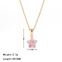 Simple Style Flower Stainless Steel Plating Inlay Zircon White Gold Plated Gold Plated Pendant Necklace sku image 2
