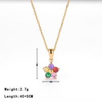 Simple Style Flower Stainless Steel Plating Inlay Zircon White Gold Plated Gold Plated Pendant Necklace sku image 4