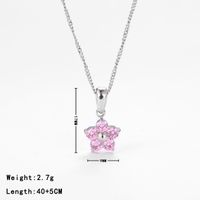 Simple Style Flower Stainless Steel Plating Inlay Zircon White Gold Plated Gold Plated Pendant Necklace sku image 7