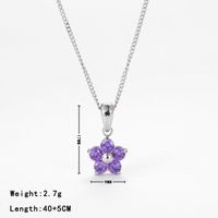 Simple Style Flower Stainless Steel Plating Inlay Zircon White Gold Plated Gold Plated Pendant Necklace sku image 9