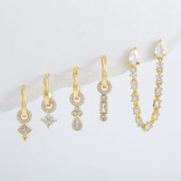 Wholesale Jewelry Cute Sweet Geometric Brass Zircon 18k Gold Plated Silver Plated Plating Inlay Drop Earrings main image 1