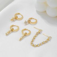 Wholesale Jewelry Cute Sweet Geometric Brass Zircon 18k Gold Plated Silver Plated Plating Inlay Drop Earrings main image 4