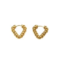 1 Pair Vintage Style Simple Style Heart Shape Stainless Steel White Gold Plated Hoop Earrings main image 7