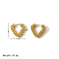 1 Pair Vintage Style Simple Style Heart Shape Stainless Steel White Gold Plated Hoop Earrings main image 2