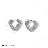 1 Pair Vintage Style Simple Style Heart Shape Stainless Steel White Gold Plated Hoop Earrings main image 3