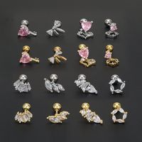 1 Piece Sweet Simple Style Geometric Heart Shape Bow Knot Plating Inlay Brass Zircon 18k Gold Plated White Gold Plated Ear Studs main image 5