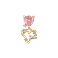 1 Piece Sweet Simple Style Geometric Heart Shape Bow Knot Plating Inlay Brass Zircon 18k Gold Plated White Gold Plated Ear Studs sku image 11
