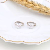 1 Pair Simple Style Flower Inlay Sterling Silver Zircon Earrings main image 3
