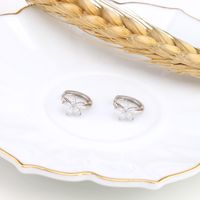 1 Pair Simple Style Flower Inlay Sterling Silver Zircon Earrings main image 7