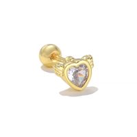 1 Piece Ig Style Simple Style Geometric Heart Shape Bow Knot Plating Inlay Brass Zircon 18k Gold Plated White Gold Plated Ear Studs sku image 5
