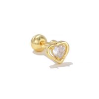 1 Piece Ig Style Simple Style Geometric Heart Shape Bow Knot Plating Inlay Brass Zircon 18k Gold Plated White Gold Plated Ear Studs sku image 1