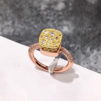 Commute Korean Style Square Alloy Plating Inlay Artificial Crystal Gold Plated Women's Rings main image 6