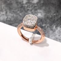 Commute Korean Style Square Alloy Plating Inlay Artificial Crystal Gold Plated Women's Rings main image 2