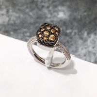 Commute Korean Style Square Alloy Plating Inlay Artificial Crystal Gold Plated Women's Rings main image 3