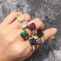 Commute Korean Style Square Alloy Plating Inlay Artificial Crystal Gold Plated Women's Rings main image 5