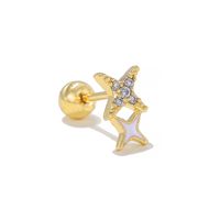 1 Piece Ig Style Simple Style Geometric Heart Shape Bow Knot Plating Inlay Brass Zircon 18k Gold Plated White Gold Plated Ear Studs sku image 11