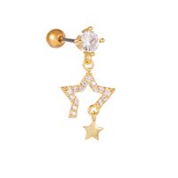 1 Piece Ig Style Simple Style Geometric Star Moon Plating Inlay Brass Zircon 18k Gold Plated White Gold Plated Ear Studs sku image 11