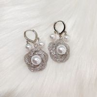1 Pair Elegant Retro Flower Mesh Copper Drop Earrings sku image 2
