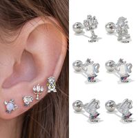 1 Piece Ig Style Simple Style Geometric Plating Inlay Brass Zircon 18k Gold Plated White Gold Plated Ear Studs main image 7